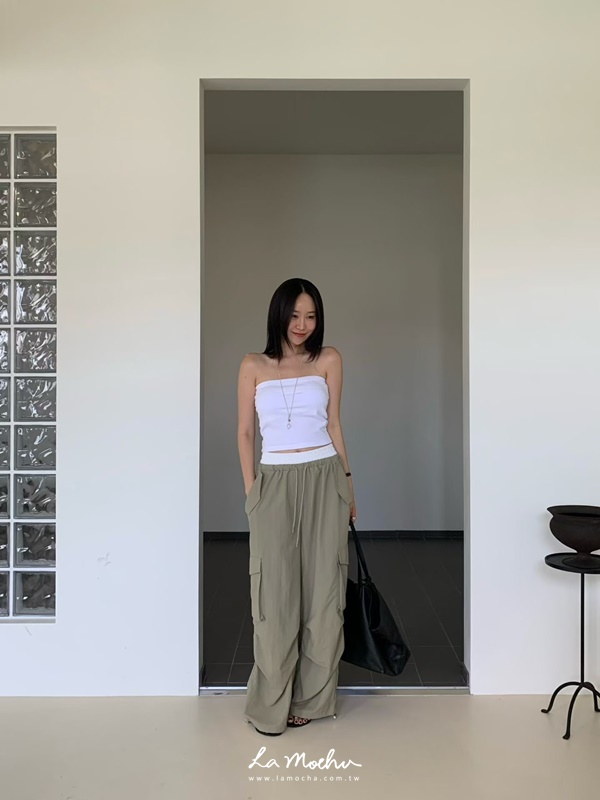 工裝口袋鬆緊長褲(闆娘.花花清單)